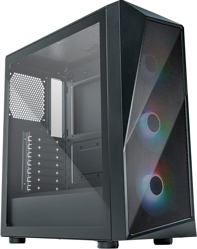 CASE Cooler Master CMP 520 ARGB ATX Mid-Tower, Asymmetrical Crystal Front Panel Design, Mesh Front Panel, Tempered Glass Panel, CF120P + Dual CF120S 120mm PWM Customizable ARGB Fans (CP520-KGNN-S00)
