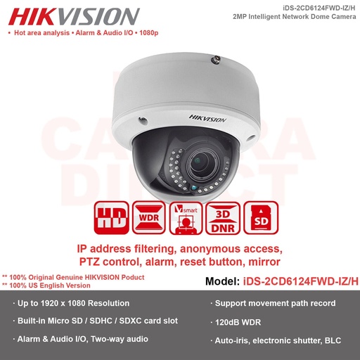 HIKVision IP Camera 2MP IP DOME Model : iDS-2CD6124FWD-IZ/H